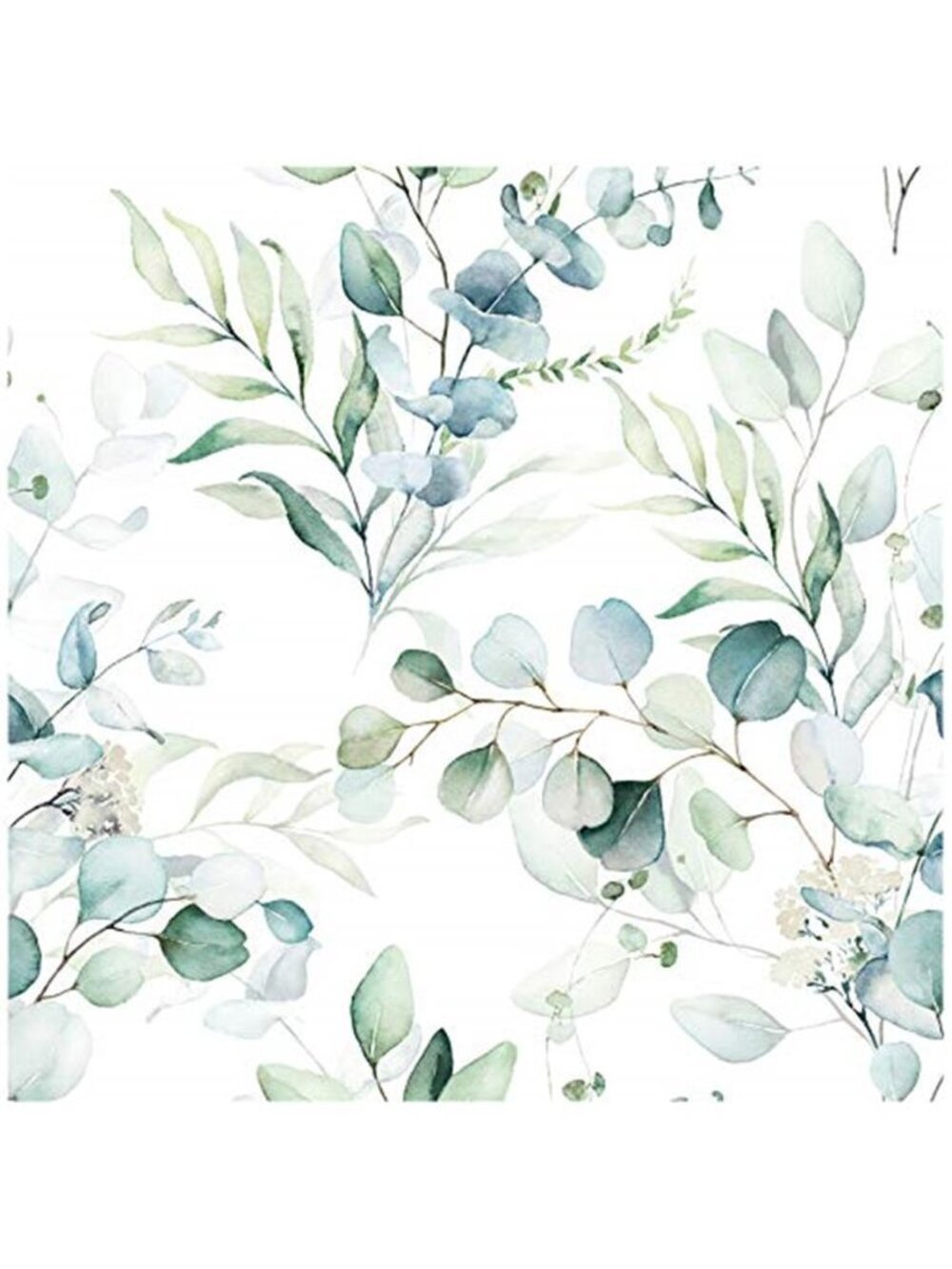 Boho Green White Botanical Leaf Floral Peel Stick Wallpaper Adhesive Removable